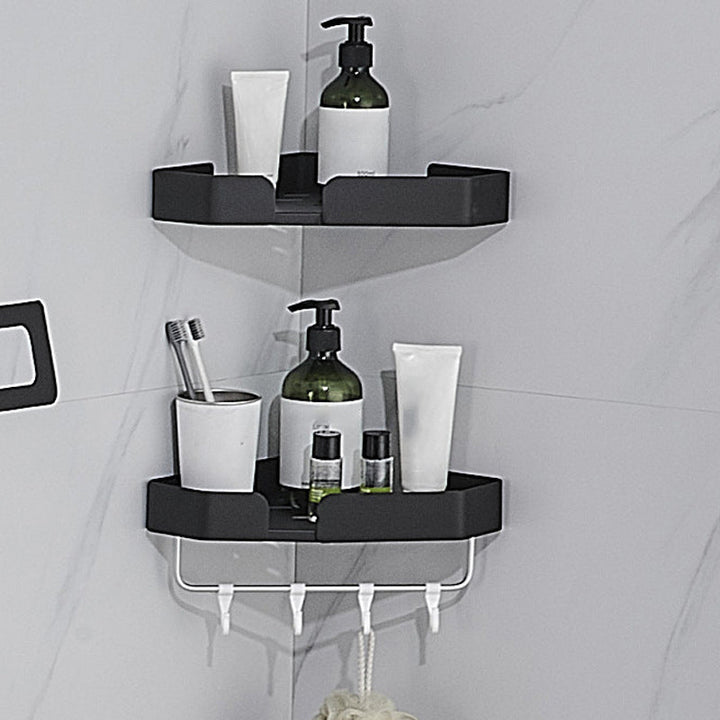 Lisslune | 7-piece bathroom hardware set matte black/gray with bath shelf/towel holder/bath towel hooks