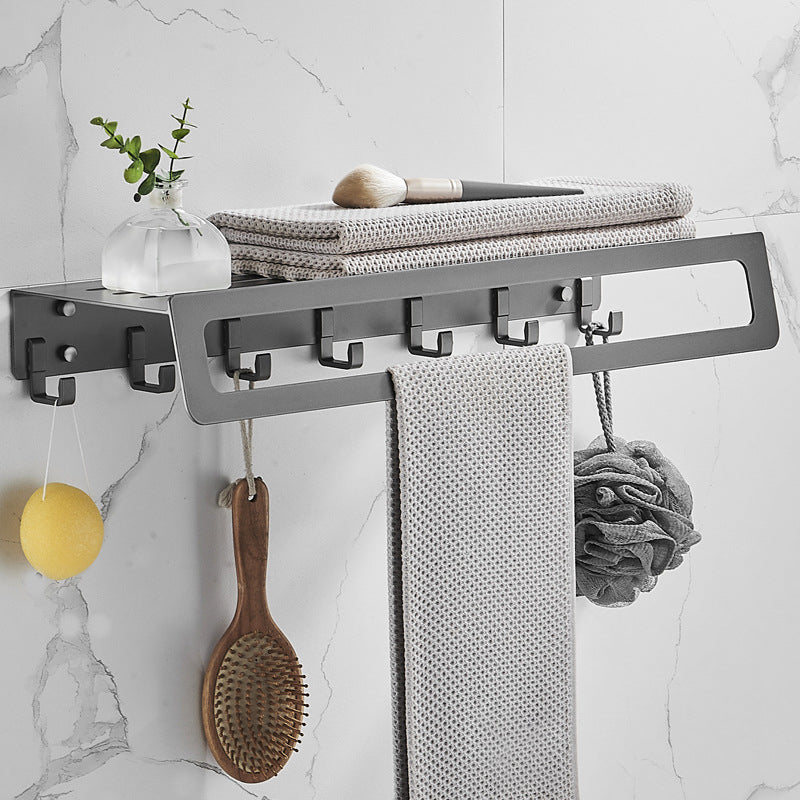 Lisslune | 7-piece bathroom hardware set matte black/gray with bath shelf/towel holder/bath towel hooks
