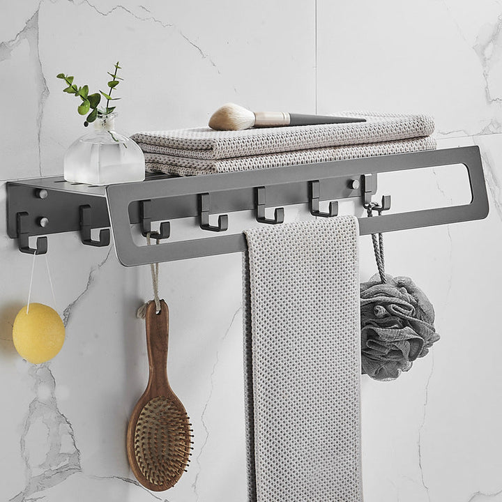 Lisslune | 7-piece Bathroom Hardware Set Matte Black/Grey with Bath Shelf/Towel Holder/Bath Towel Hook