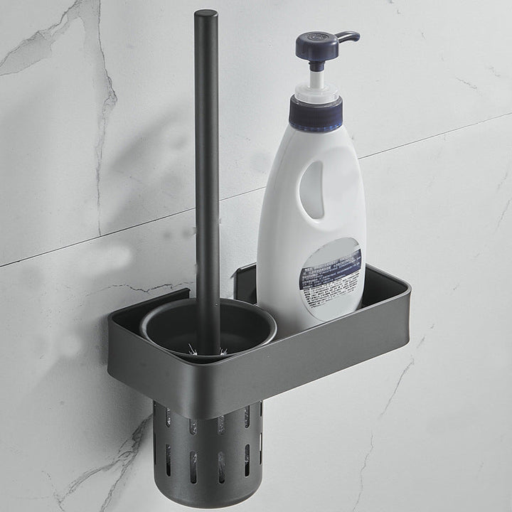 Lisslune | 7-piece bathroom hardware set matte black/gray with bath shelf/towel holder/bath towel hooks