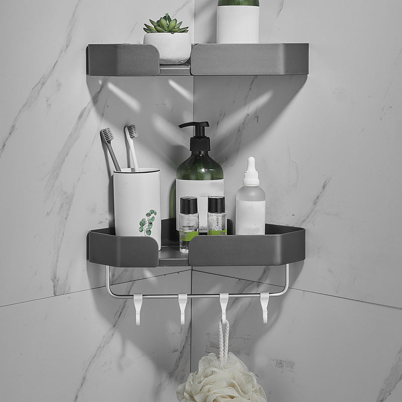 Lisslune | 7-piece Bathroom Hardware Set Matte Black/Grey with Bath Shelf/Towel Holder/Bath Towel Hook