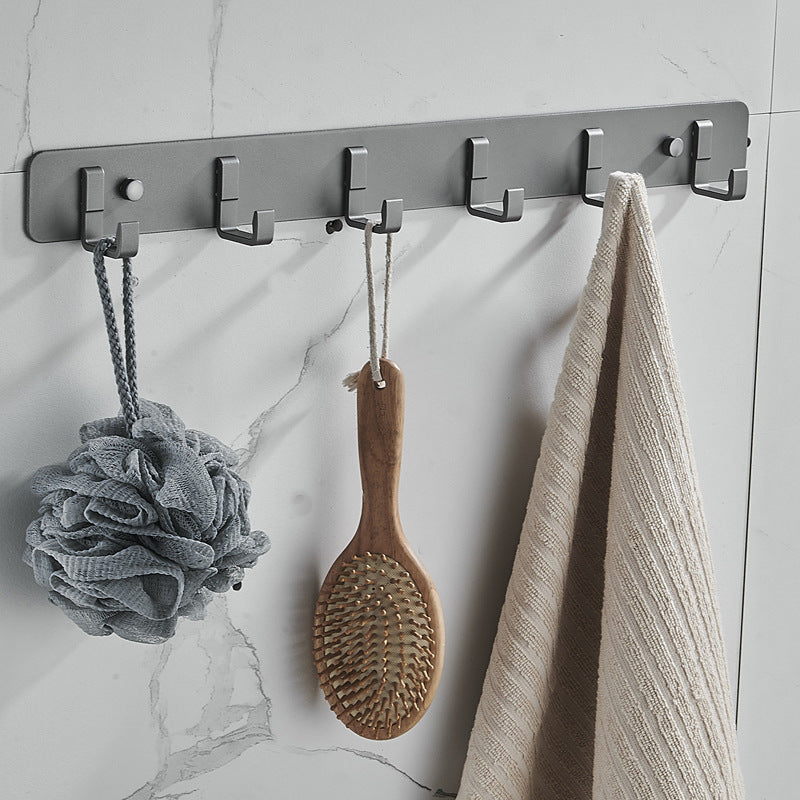 Lisslune | 7-piece Bathroom Hardware Set Matte Black/Grey with Bath Shelf/Towel Holder/Bath Towel Hook
