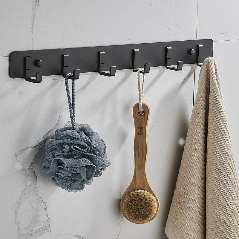 Lisslune | 7-piece bathroom hardware set matte black/gray with bath shelf/towel holder/bath towel hooks