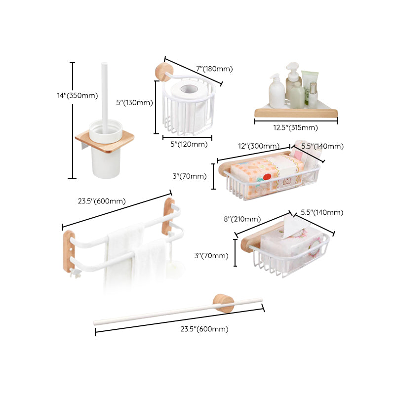 Lisslune | White Bathroom Set Solid Wood & Aluminium Bathroom Accessories individually or as a set