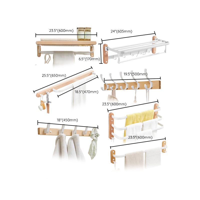 Lisslune | White Bathroom Set Solid Wood & Aluminium Bathroom Accessories individually or as a set