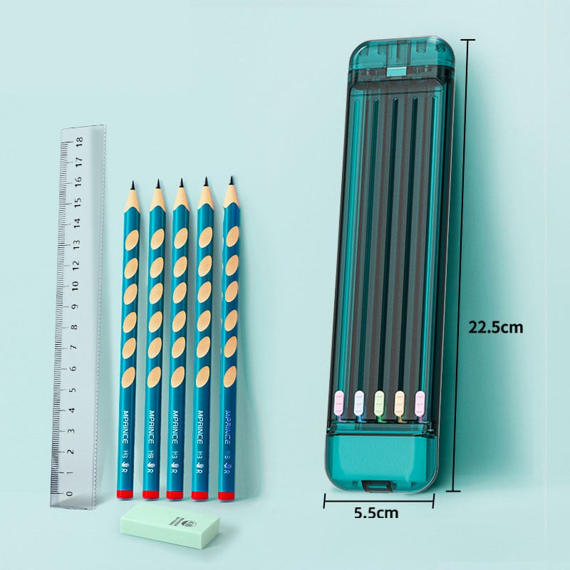 Lisslune | Multifunctional Pencil Case for Kids with 5pcs Pencils2B, Eraser and Ruler
