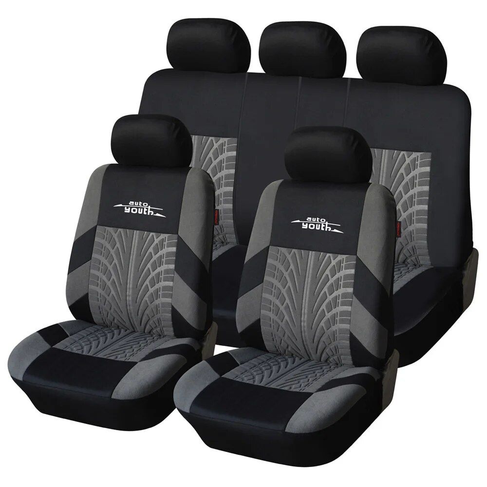 Lisslune | Universal Fit Embroidered Car Seat Cushions with Tire Track Detail
