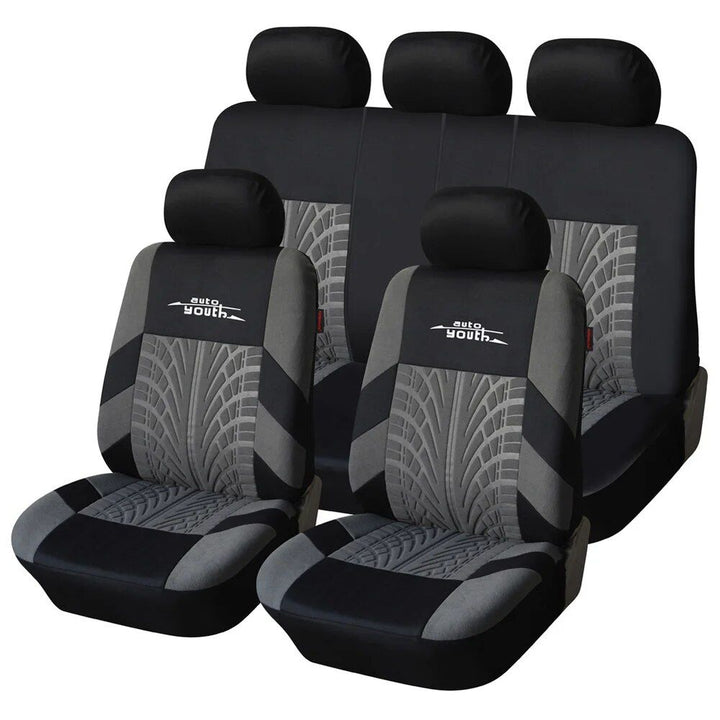 Lisslune | Universal Fit Embroidered Car Seat Cushions with Tire Track Detail