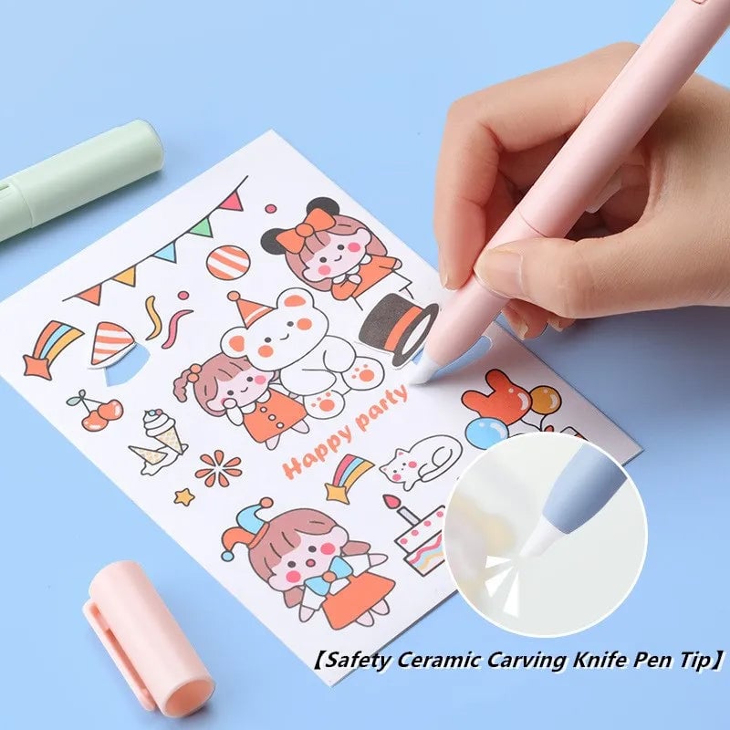 Lisslune | Mini Folding Pen Scissors Graving Knife for Kids