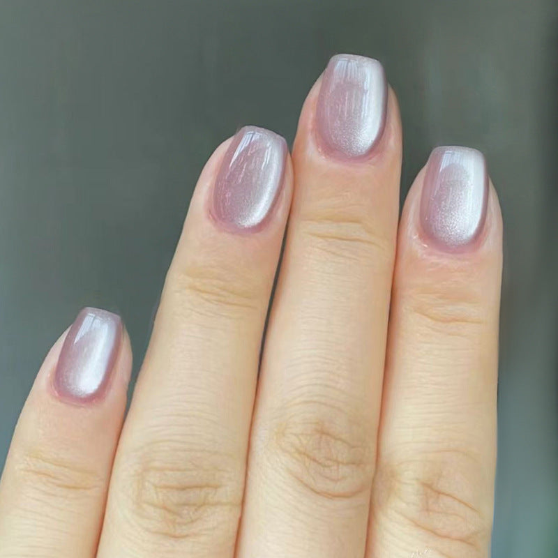 Lisslune | Cat Eye Press on Nails Short Artificial Nails Glossy Acrylic 4 PACK (96 Stück) Nägel Glänzend Quadrat Falsche Nägel Vollabdeckung Klebenägel Aufklebenägel für Squoval Maniküre