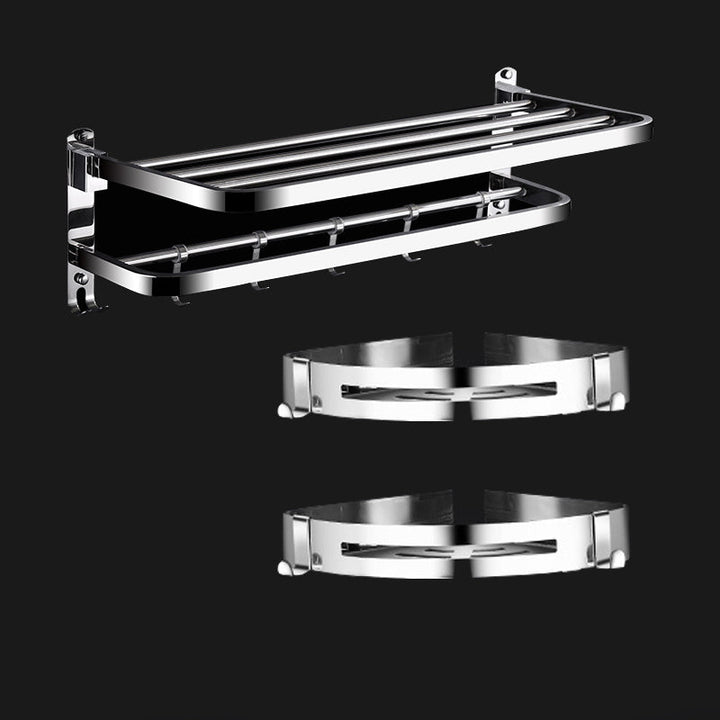 Lisslune | Classic Polished Chrome Bathroom Accessory Set Towel Holder/Paper Holder/Robe Hooks Included