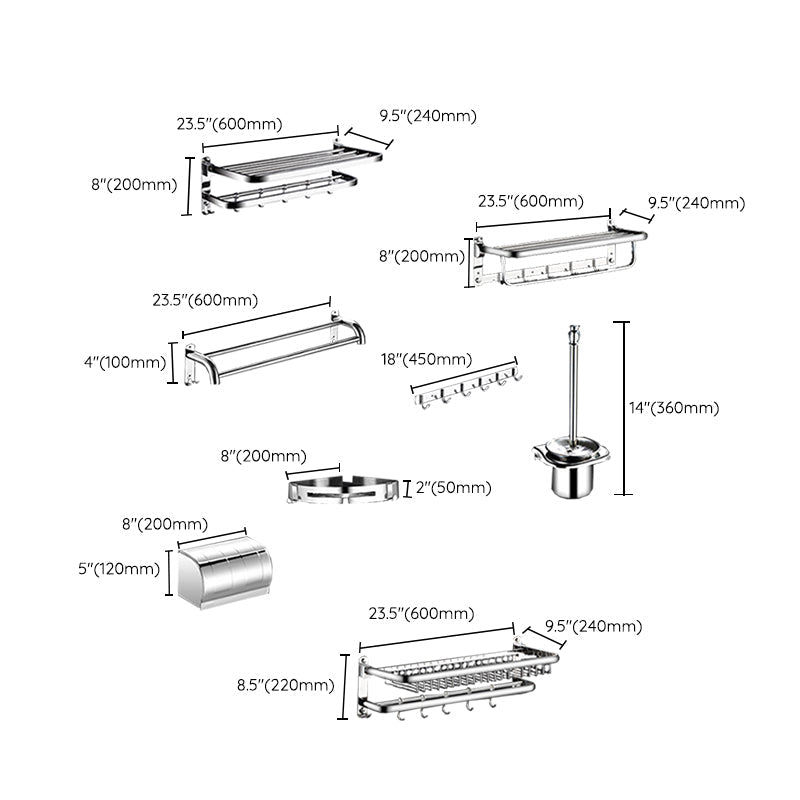 Lisslune | Classic Polished Chrome Bathroom Accessory Set Towel Holder/Paper Holder/Robe Hooks Included