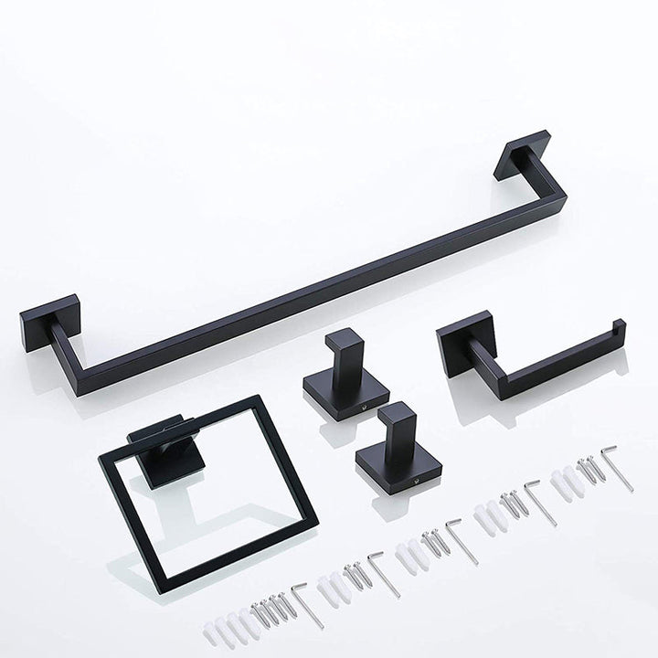 Lisslune | 7-piece bathroom accessory set made of stainless steel with paper holder/robe hook/towel ring bar