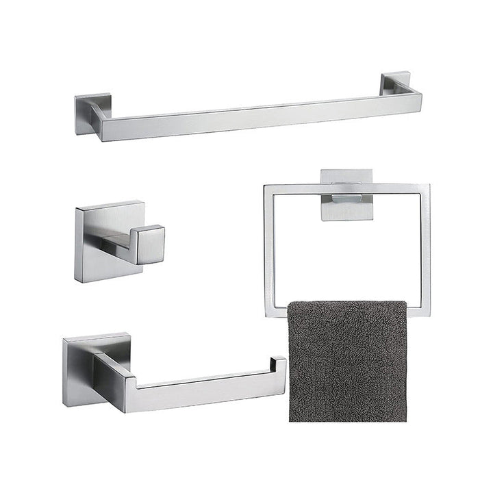 Lisslune | 7-piece bathroom accessory set made of stainless steel with paper holder/robe hook/towel ring bar