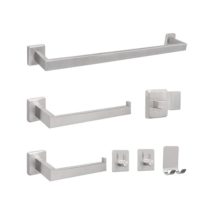 Lisslune | 7-piece bathroom accessory set made of stainless steel with paper holder/robe hook/towel ring bar