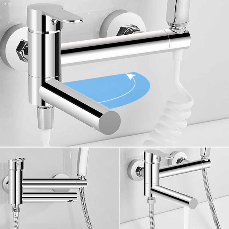 Lisslune | Wall-mounted metal swivel bathtub filler with single lever handle