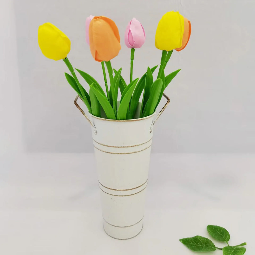 Lisslune | Retro Iron Flower Bucket with Handles – Decorative Metal Flower Pot for Home