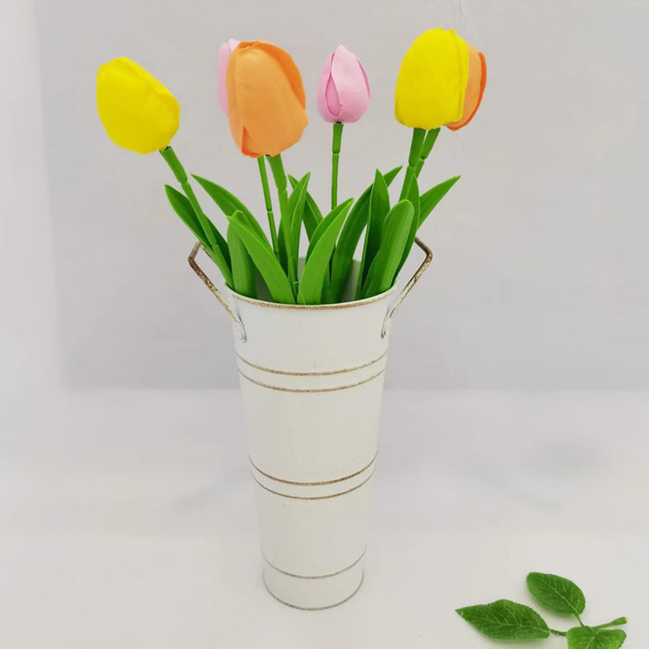 Lisslune | Retro Iron Flower Bucket with Handles – Decorative Metal Flower Pot for Home