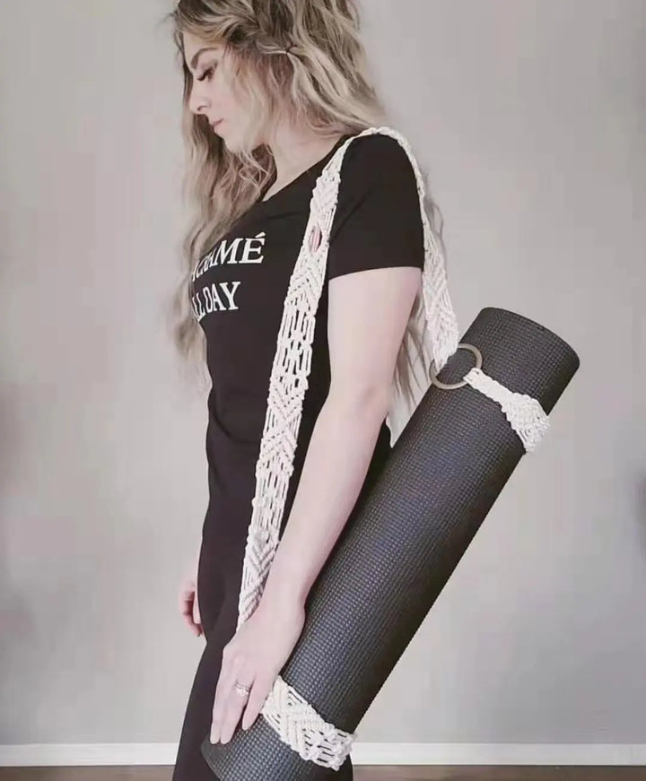 Lisslune | Hand-woven Cotton Yoga Mat Carry Bag with Fringe Crossbody Strap - Fits All Mat Sizes