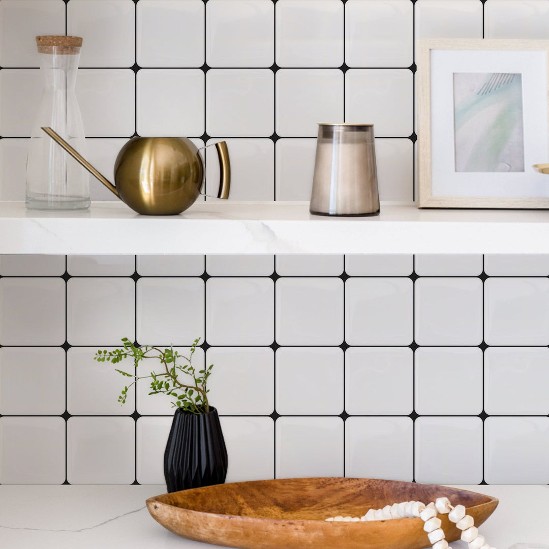 Lisslune | Contemporary Wallpaper Mosaic Tile Peel & Stick Tile for Kitchen and Bathroom