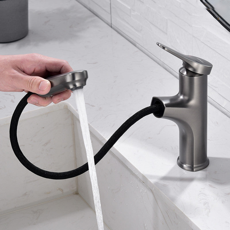 Lisslune | Round Modern Sink Faucet with Pull-Out Single-Hole Basin Faucet