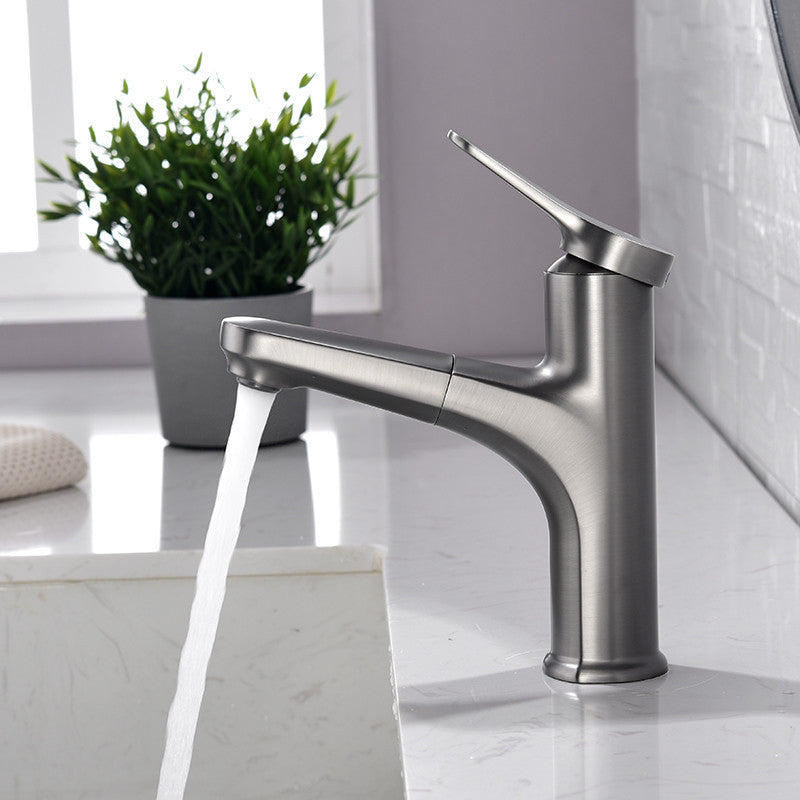 Lisslune | Round Modern Sink Faucet with Pull-Out Single-Hole Basin Faucet