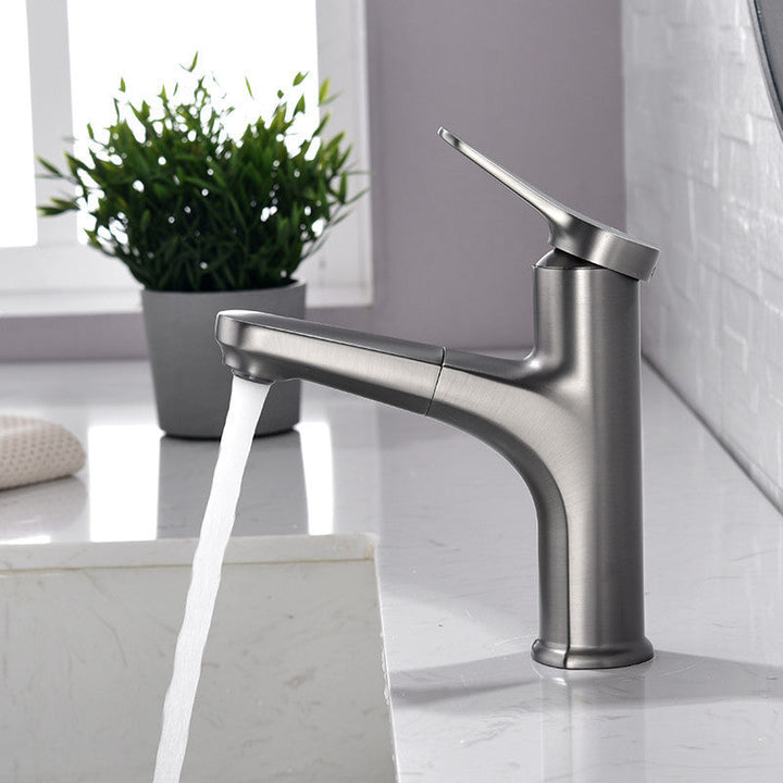 Lisslune | Round Modern Sink Faucet with Pull-Out Single-Hole Basin Faucet