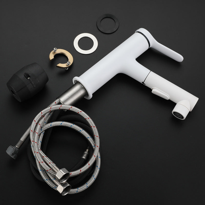 Lisslune | Modern Extendable Sink Faucet Bathroom Faucet Brass 1 Handle Sink Faucet with Water Hose
