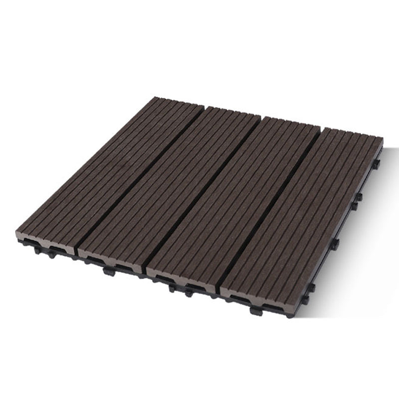 Lisslune | Contemporary Engineered Floor Tile Wire-Brushed Click-Lock Wood Floor for Patio Garden