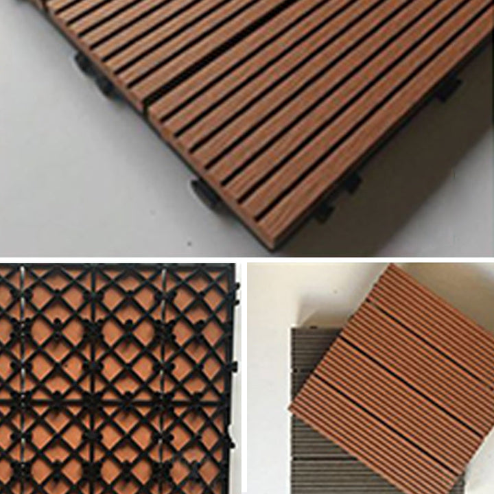 Lisslune | Contemporary Engineered Floor Tile Wire-Brushed Click-Lock Wood Floor for Patio Garden