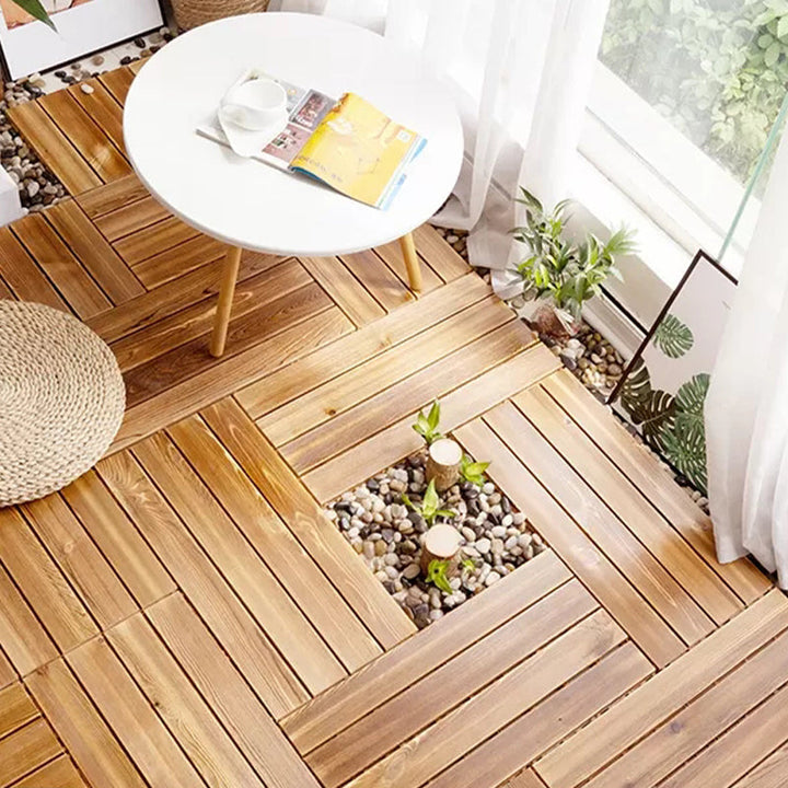 Lisslune | Parquet Pine Floor Tile Waterproof Click Lock Traditional Hardwood Floor for Living Room