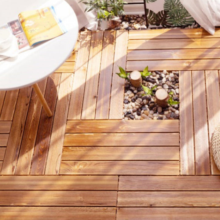 Lisslune | Parquet Pine Floor Tile Waterproof Click Lock Traditional Hardwood Floor for Living Room