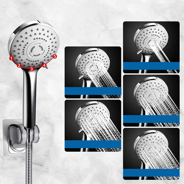 Lisslune | Modern shower combination spray 5 setting patterns handheld shower head with large shower head