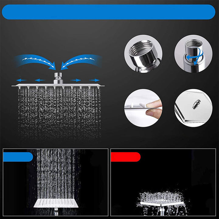 Lisslune | Modern shower combination spray 5 setting patterns handheld shower head with large shower head