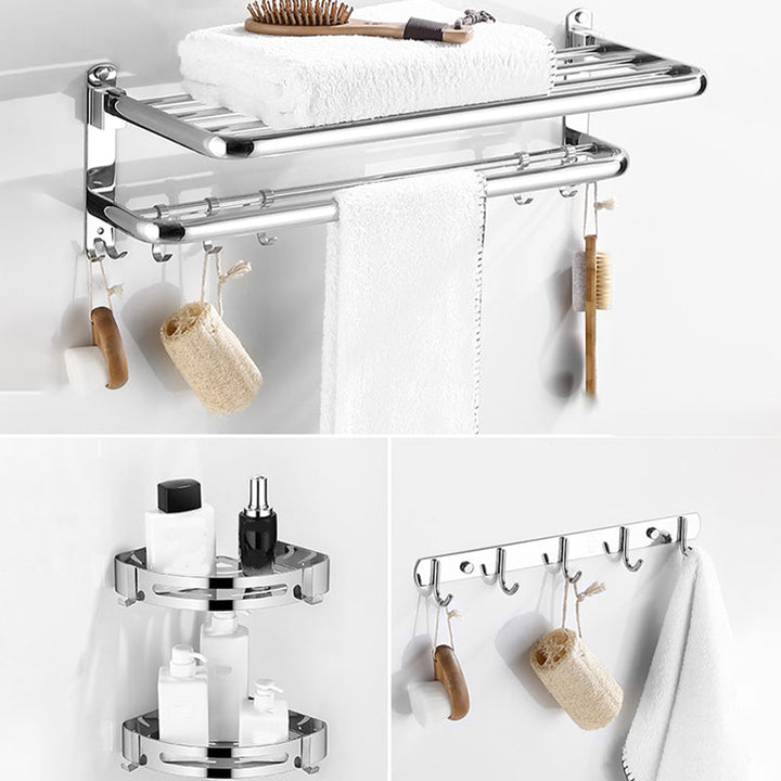 Lisslune | Modern Bathroom Set with Bathroom Shelf/Towel Bar Polished Chrome Bathroom Accessory Set