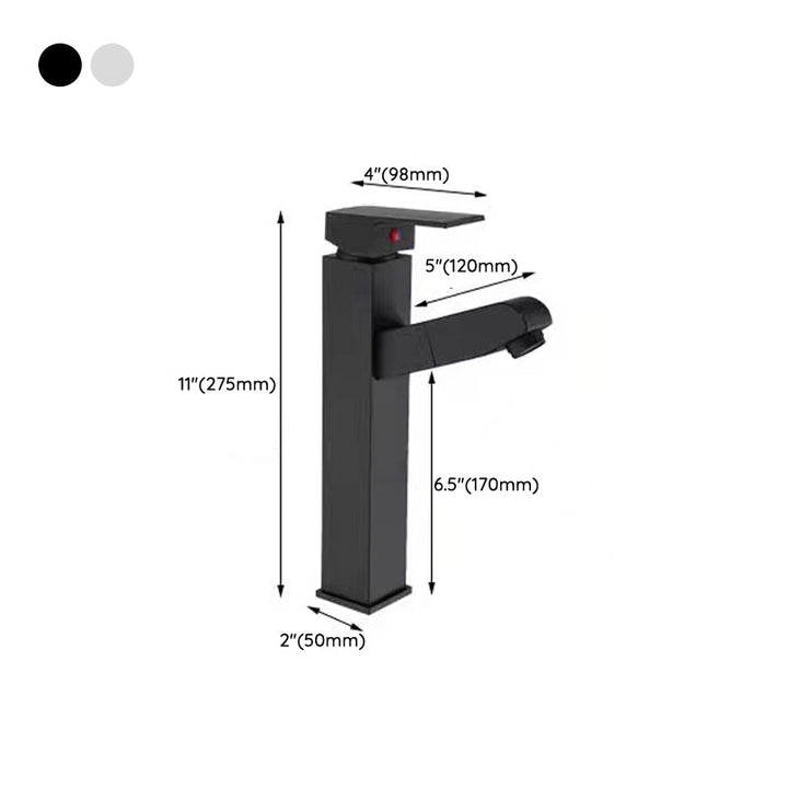 Lisslune | Lever Handle Faucet Contemporary Pull-Out Faucet for the Bathroom