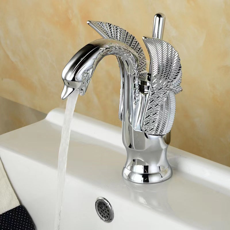 Lisslune | Full brass bathroom sink faucet hot and cold water single handle sink faucet
