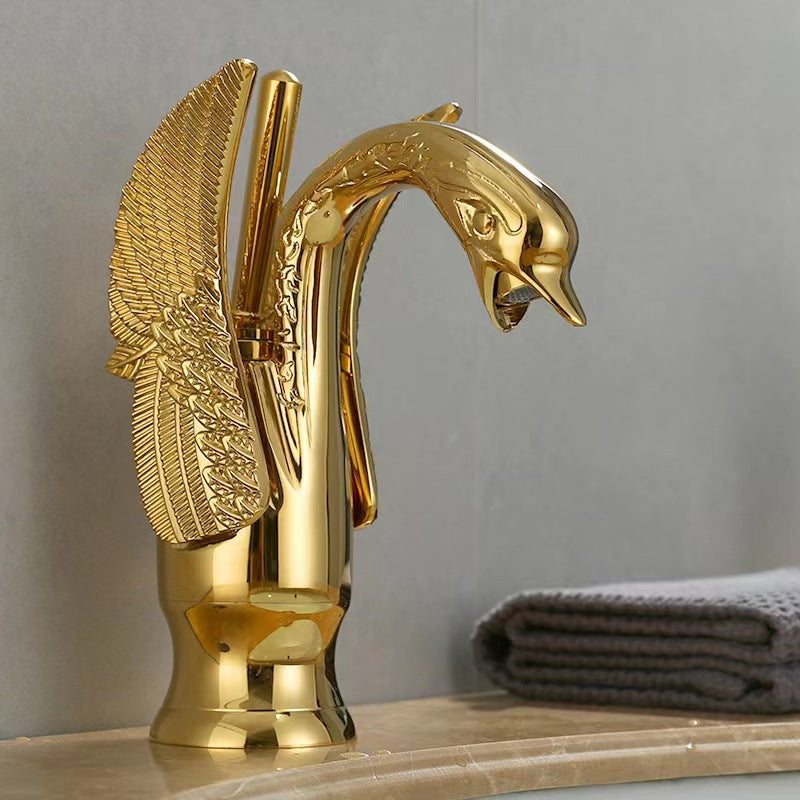 Lisslune | Full brass bathroom sink faucet hot and cold water single handle sink faucet