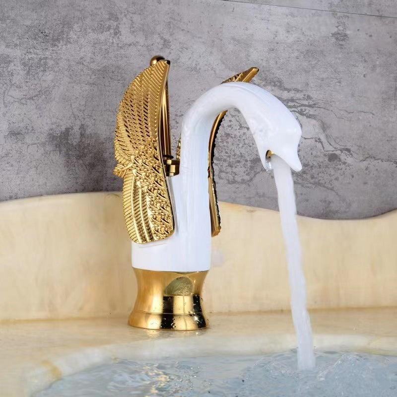 Lisslune | Full brass bathroom sink faucet hot and cold water single handle sink faucet