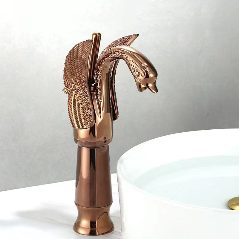 Lisslune | Full brass bathroom sink faucet hot and cold water single handle sink faucet