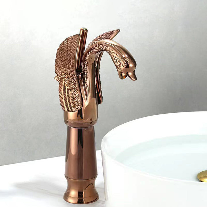 Lisslune | Full brass bathroom sink faucet hot and cold water single handle sink faucet