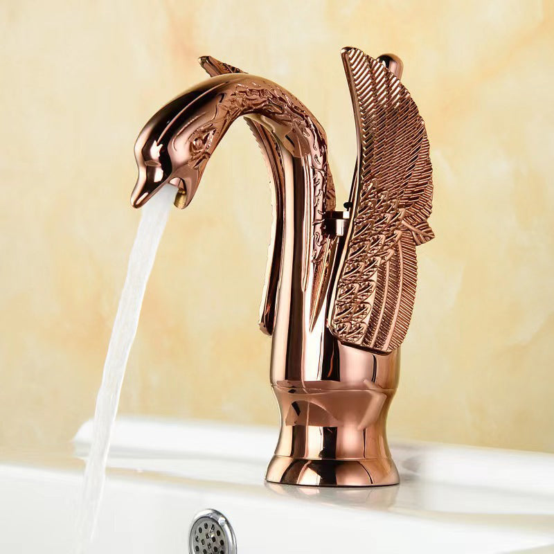 Lisslune | Full brass bathroom sink faucet hot and cold water single handle sink faucet