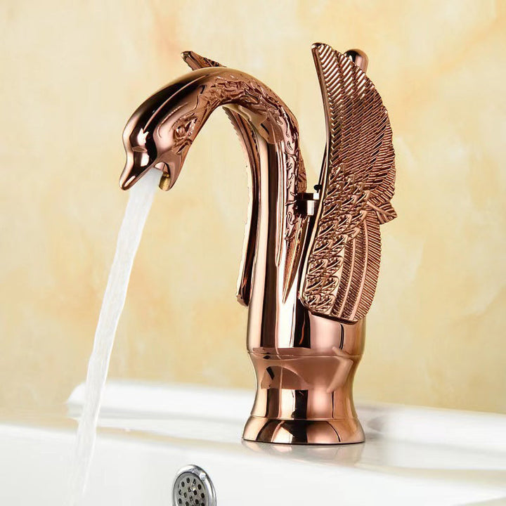 Lisslune | Full brass bathroom sink faucet hot and cold water single handle sink faucet