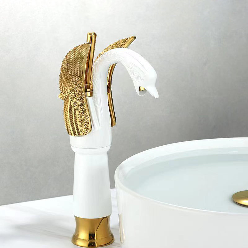 Lisslune | Full brass bathroom sink faucet hot and cold water single handle sink faucet