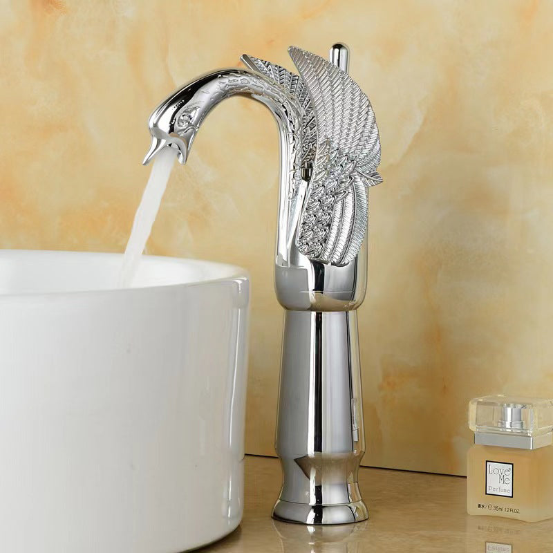Lisslune | Full brass bathroom sink faucet hot and cold water single handle sink faucet