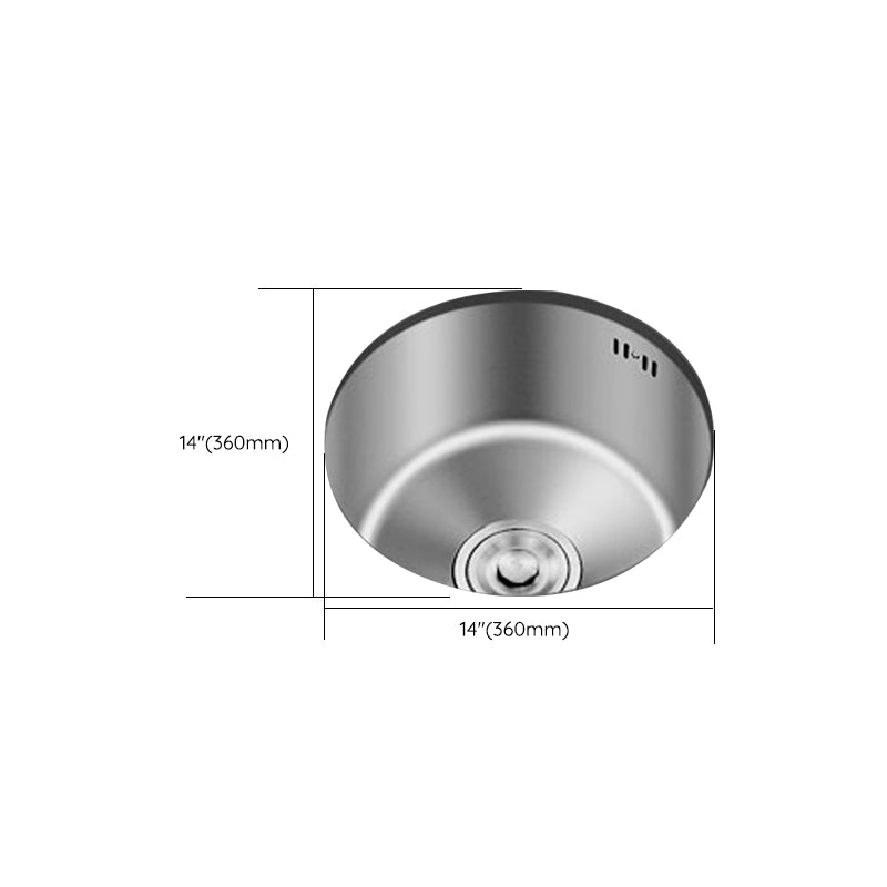 Lisslune | Round Stainless Steel Sink Built-in Sink with Basket Strainer