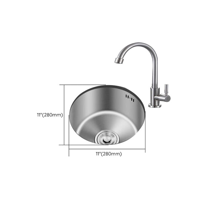 Lisslune | Round Stainless Steel Sink Built-in Sink with Basket Strainer