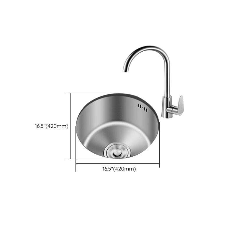 Lisslune | Round Stainless Steel Sink Built-in Sink with Basket Strainer