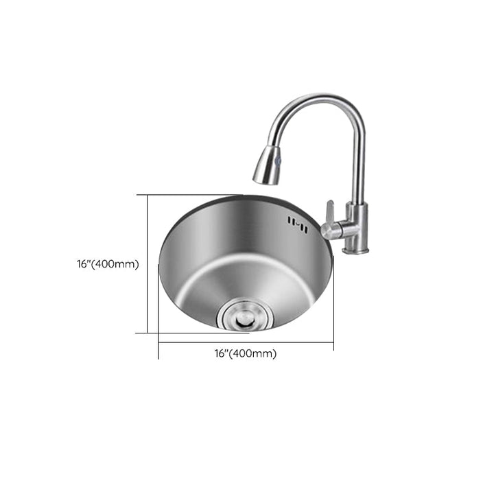 Lisslune | Round Stainless Steel Sink Built-in Sink with Basket Strainer