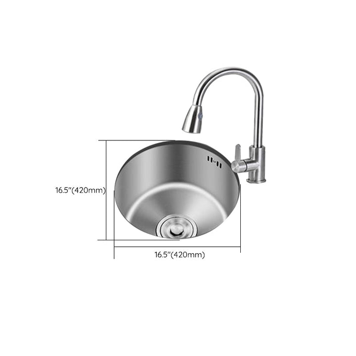 Lisslune | Round Stainless Steel Sink Built-in Sink with Basket Strainer